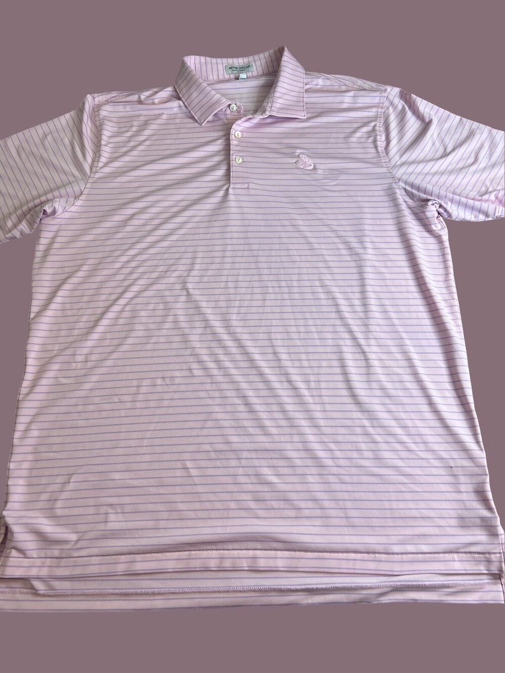 PETER MILLAR Summer Comfort Golf Polo, Light Pink, Striped, Logo: Men's: XL